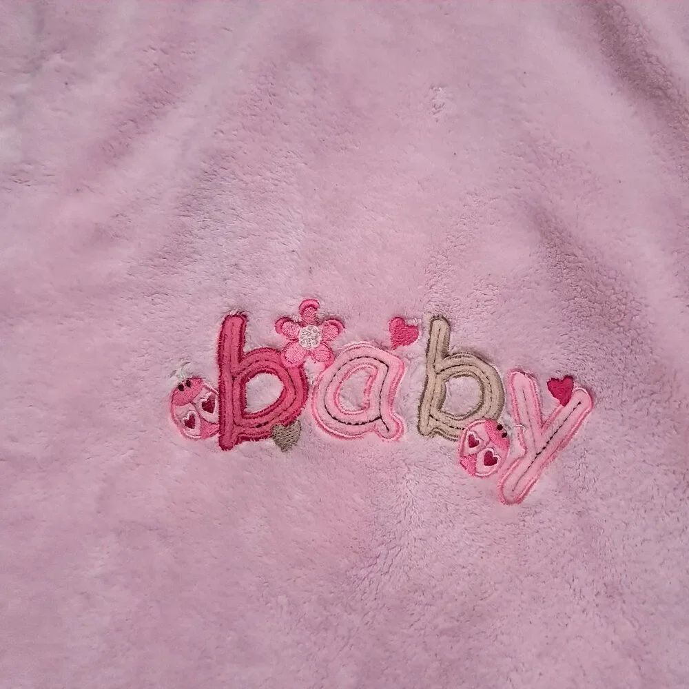 Just Born baby‎ blanket pink ladybug letters flowers hearts girls soft Vintage